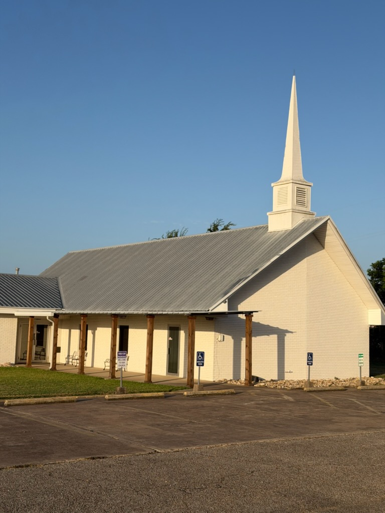 Keys Valley Baptist Church building with steeple